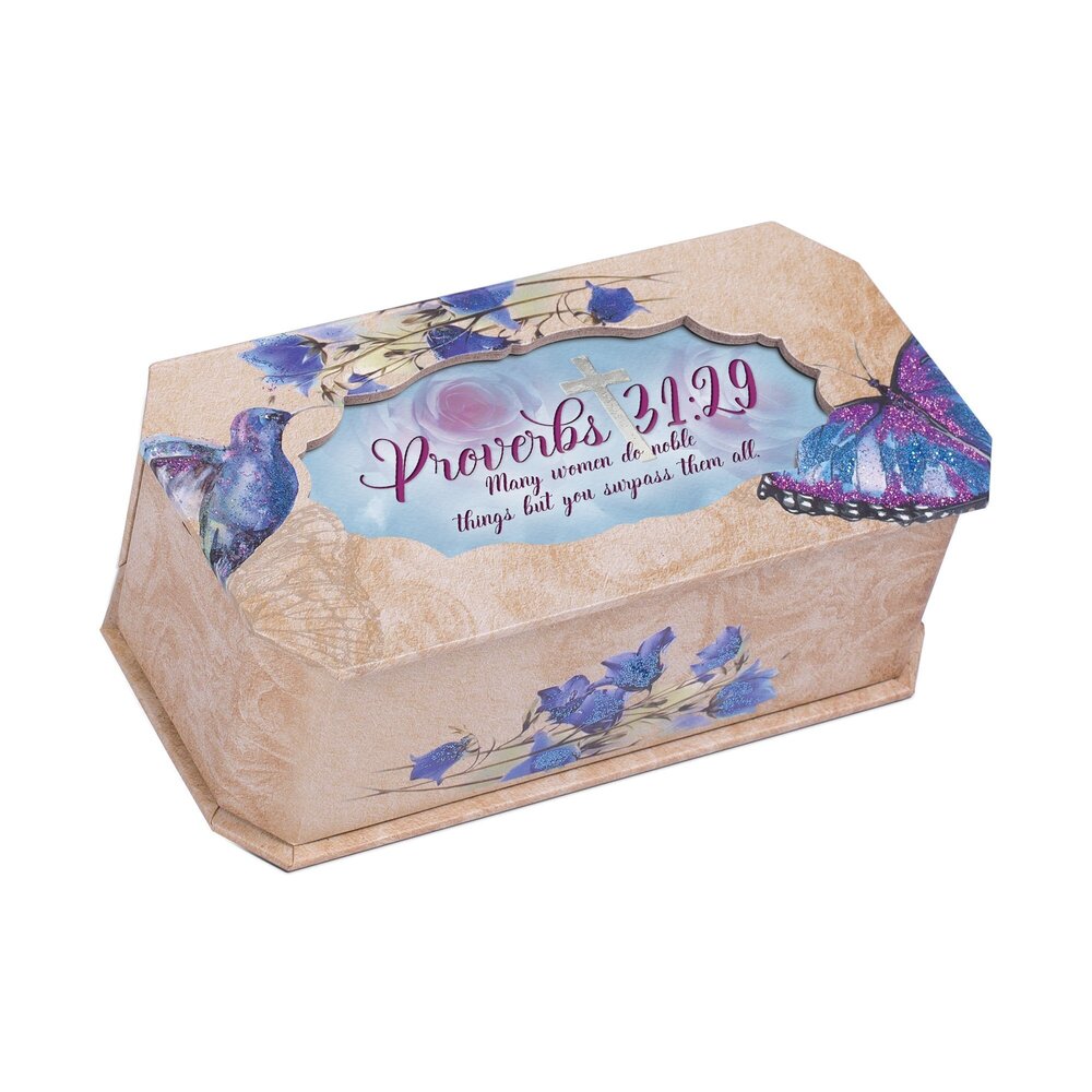 6672 Many Noble Things Butterfly and Bird Glitter Musical Box Plays Tune